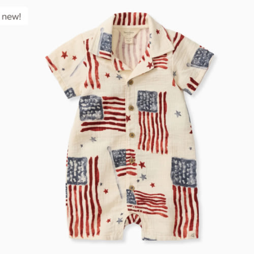 American Flag Baby Romper