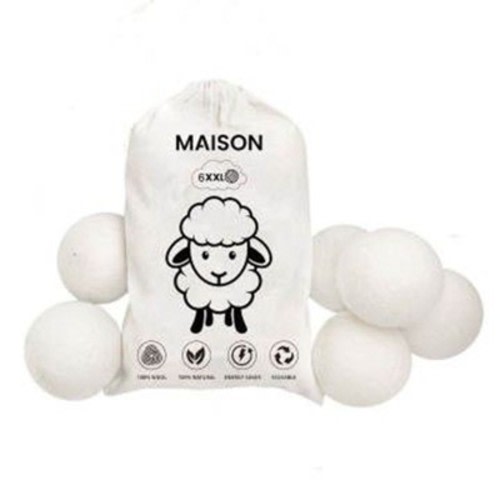 Maison Products XXL Wool Dryer Balls 6 Pack - Largest Size Balls Available