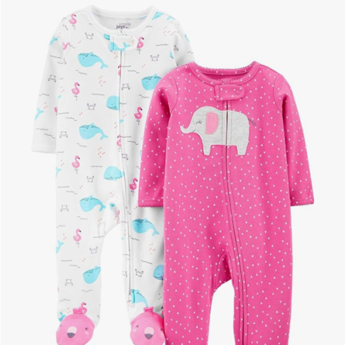 Simple Joys by Carter's Baby Girls' Cotton Footed Sleep and Play, Pack of 2