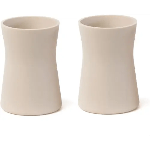 Baby Cup, Weighted Silicone Cup, Non-Slip Training Cup, Microwave & Dishwasher Safe Baby Training Cup, Baby Feeding Supplies, No BPA, 3 fl oz, Set of 2, Cream