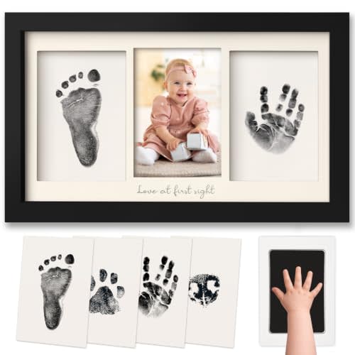 Inkless Hand and Footprint Kit, Boy Girl Newborn Keepsake (Onyx Black) | No Mess Ink Pad for Baby Handprint, Clean Touch Paw Print Kit for Dog Picture Frame, Personalized Baby Christmas Shower Gifts