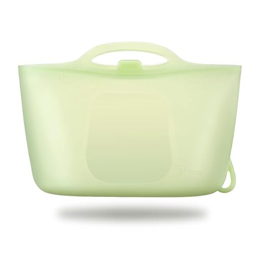 Silicone Travel Bottle Sterilizer Bags | 2000ml Microwave Steam Sterilizer Bags for Baby Bottles, Breast Pump & Pacifiers, Reusable Steam Sterilizing Bags for Travel and Home Use(Clear Green)