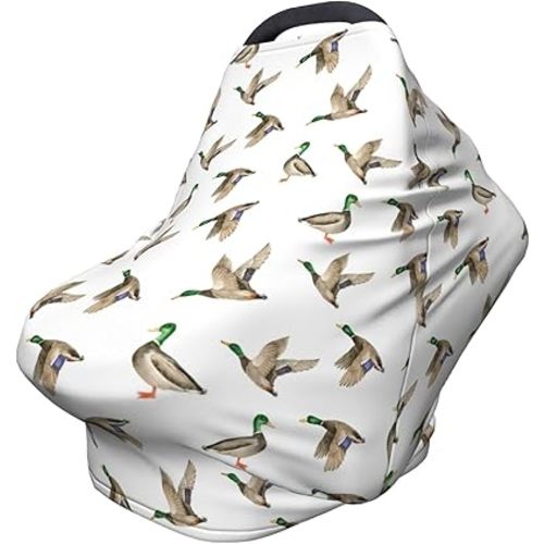 Mallard Duck Baby Stuff Car Seat Cover for Baby Carseat Covers for Girl Boy Stretchy Soft Breathable Breastfeeding Infant Car Seat Canopy Carrier Cover