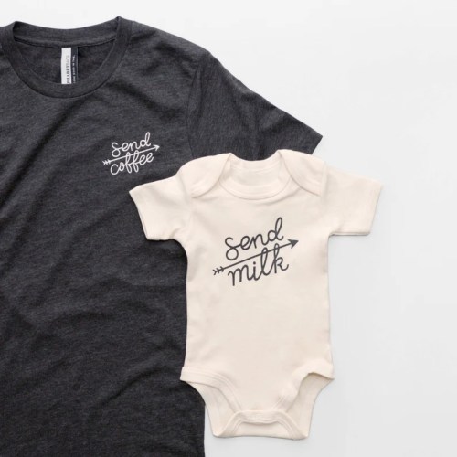 Etsy Send Coffee, Send Milk Matching Shirt Set