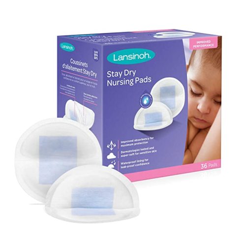 Lansinoh Stay Dry Disposable Nursing Pads for Breastfeeding, 36 count White