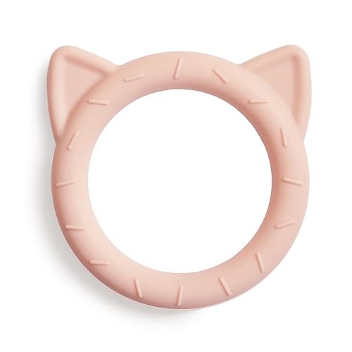 mushie Silicone Baby Teether Toy | Cat (Blush)