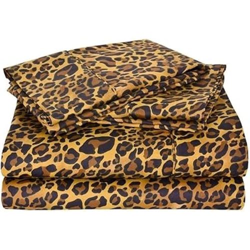 True Luxury King Size Sheet Set 1000 Thread Count Egyptian Cotton- 100% Long Staple Cotton, 15” Deep-Pockets, Super Soft Breathable Cooling Comfy Strong and Durable 4-Pieces Set - Leopard Print