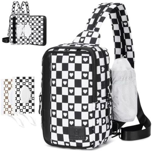 MYHOZEE Sling Bag Crossbody Backpack Purse - 2 in 1 Nylon Cross Body Bag Diaper with Wipes Pouch, Water Bottle Pocket