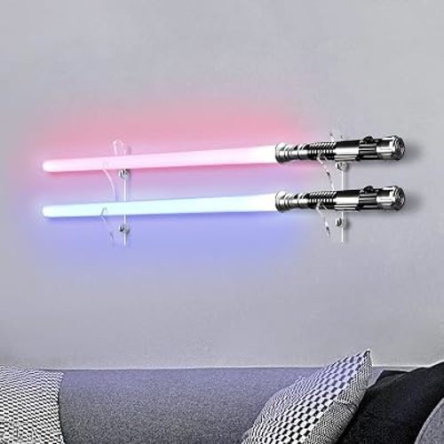 TOPNEW Lightsaber Wall Mount,Lightsaber Stand Holder Display Acrylic Light Saber Rack Suitable for Swords, Light Saber, Gift for Lightsaber Collectors(Transparent)