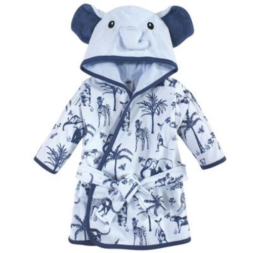 Hudson Baby Infant Boy Cotton Rich Bathrobe, Blue Elephant, 0-9M