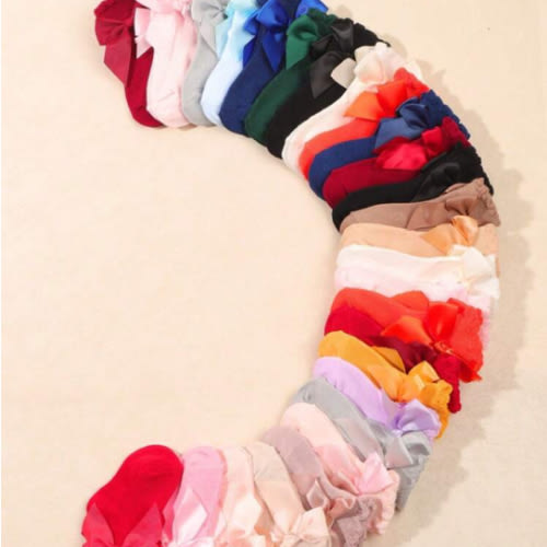 12 Pairs Infant/Toddler Girls Random Solid Color Bow Decor Princess Socks, Autumn/Winter