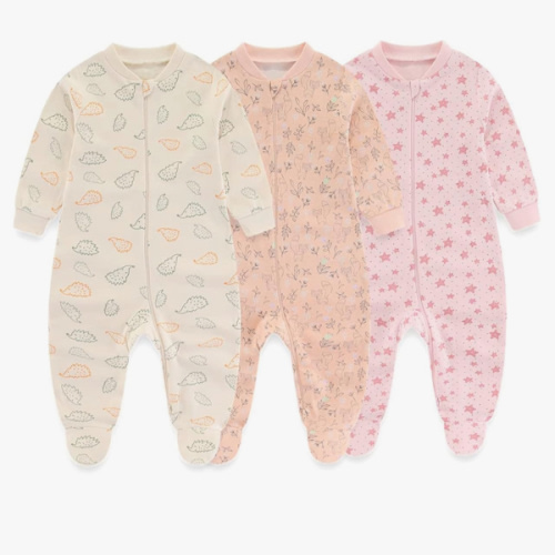 Newborn Baby 2-way Zipper Romper Cotton One-piece Jumsuit 3-pack, 0-24 Months