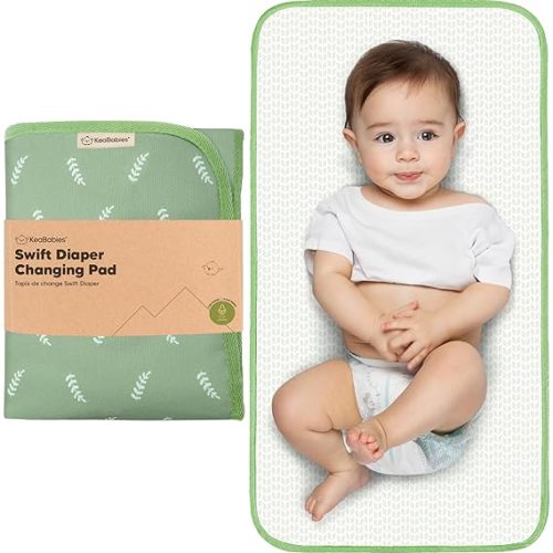 KeaBabies Portable Diaper Changing Pad, Easy Wipe Clean - Foldable Waterproof Baby Changing Mat for Diaper Bag, Compact, Lightweight, 25x13 Newborn, Infant, Baby Changer Travel Essential (Acacia)