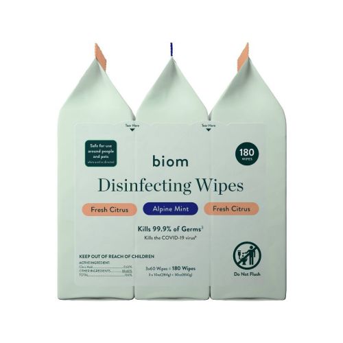 Biom Plastic Free Plant Based Disinfecting Wipes - Variety - 3pk/180ct: Ammonia-Free, Paraben-Free, Mint Scent