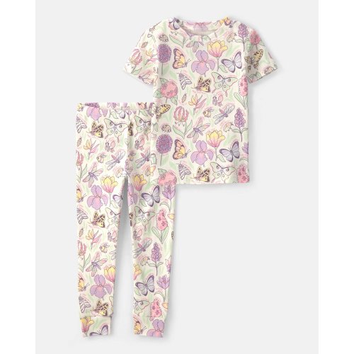 Baby Girl Butterfly 100% Cotton Snug Fit 2-Piece Pajama Set - Cream | Carter's