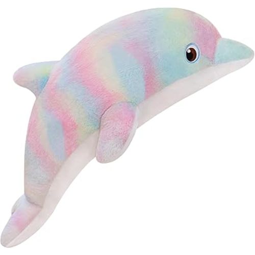 Dolphin Plush Toy, Stuffed Animal, Plush Pillow, Super Soft Sea Animal Plush Toys, Gifts for Kids, Sea Critters (Pinkish Yellow, 19.2 Inches)