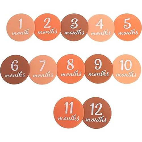 Pearhead Acrylic Monthly Milestone Photo Cards, Modern Baby Announcement Cards, Pregnancy Journey Milestone Markers, 12 Photo Prop Milestone Discs, Pink Hues