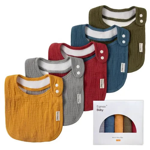 Muslin Bibs for Baby Boys Girls,Organic Muslin Baby Bib for Drooling and Teething,Soft Bandana Drool Bibs 5 Pack