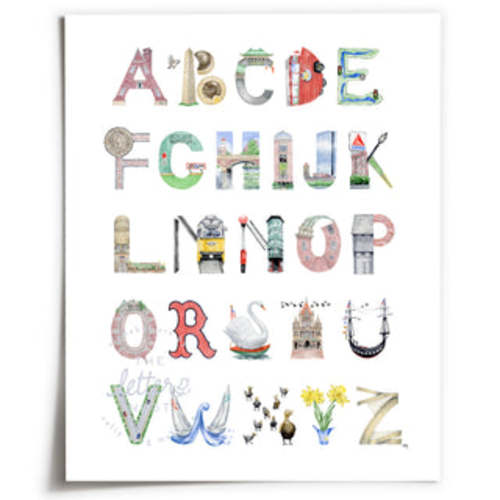 Boston Alphabet Print 11x14" Unframed