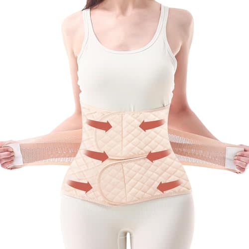 Trendyline Postpartum Belly Band Support: Double Compression for Abdomen | Belly Binder Post Partum Helps Relieve Incision & Back Pain After C-Section during Getting Up, Coughing & Breastfeeding