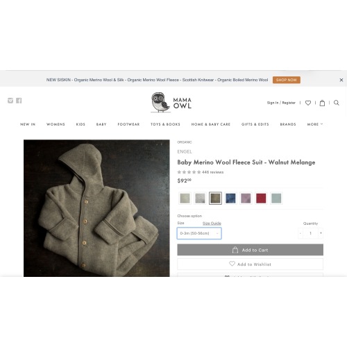 Baby Merino Wool Fleece Suit - Walnut Melange