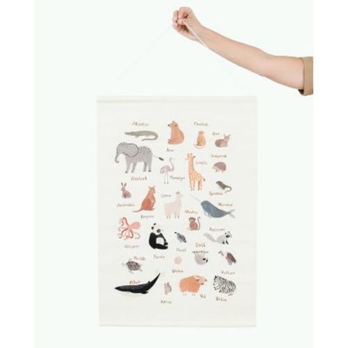 Gathre Animal Alphabet Kids' Poster: Canvas Wall Art, Multicolored, Vertical, 28"x20", Unframed, Screen Print