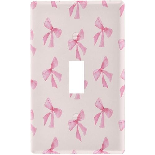 Toggle Light Switch Wall Plate Cover - Pink Bow Light Switch Cover Decorative Outlet Cover Wall Plate, Size 1-Gang 4.53 x 2.76 Inch