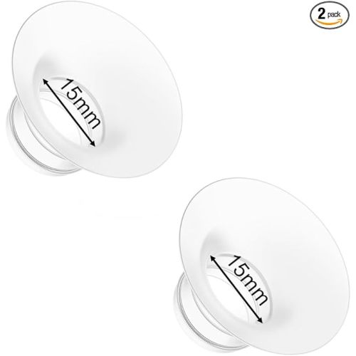 Flange Insert 15mm for Momcozy M9 M6 M5 V1 Pro V2 Pro S12 Pro S9 Pro, Compatible with Medela/Elvie/Spectra/Willow Go/eufy/Lansinoh Breast Pump, Breastfeeding Essential Kit, 2PCS