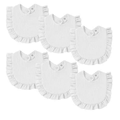 Oiomniv Muslin Baby Bibs, 6-Pack Bandana Drool Bibs Soft Cotton Adjustable Unisex Newborn, Toddler for Drooling Teething