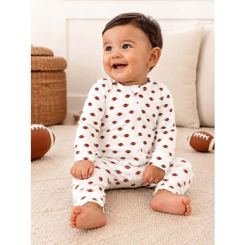 Football | Organic Cotton Pointelle Baby Clothes Zipper Romper – SpearmintLOVE