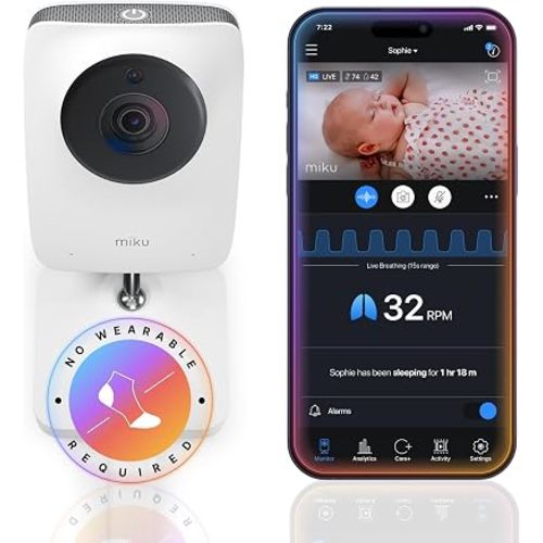 Miku AI Baby Monitor with App and Camera, Live Sleep Data, No Wearable