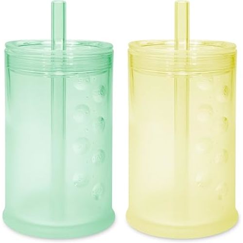 Olababy Silicone Training Cup with Straw Lid Bundle 9oz Mint + 9oz Lemon