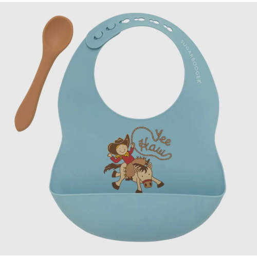 Yeehaw no drip bib and silicone spoon