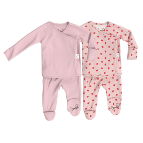 Baby Bundle Footie - Peony + Strawberries – Bonsie Skin to Skin Babywear