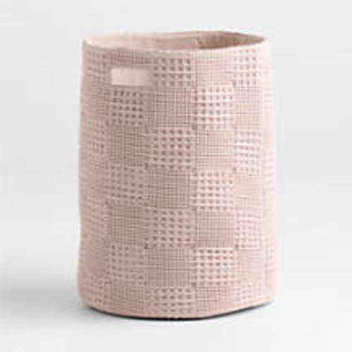 Nella Lilac Rose Organic Cotton Waffle Weave Hamper with Handles