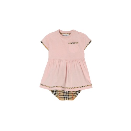 Check Trim Cotton Dress with Bloomers