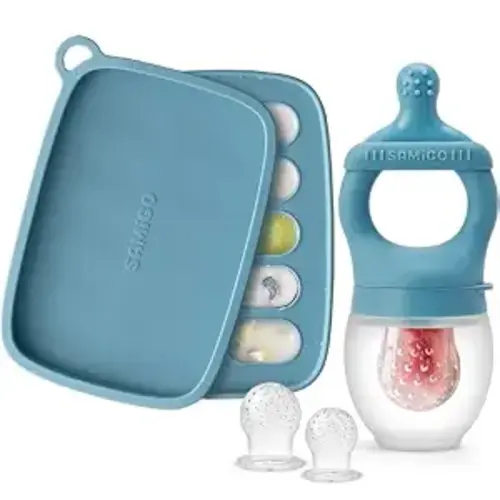 SAMiGO Baby Fruit Feeder, Food Teether & Frozen Teething Popsicle Mold Set