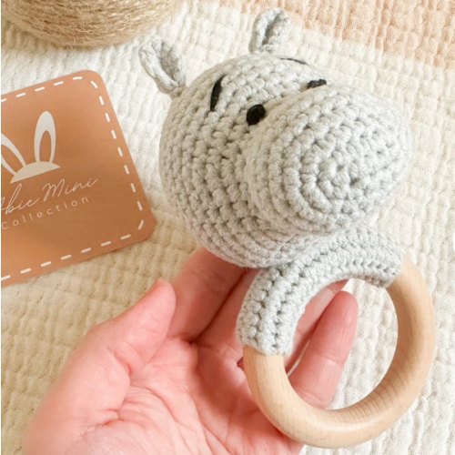 Cotton & Natural Wood Rattle/Teether