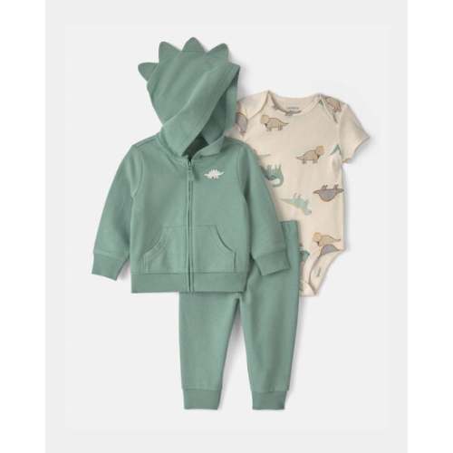 Baby Boy 3-Piece Dinosaur French Terry Layering Set - Green/Ivory | Carter's