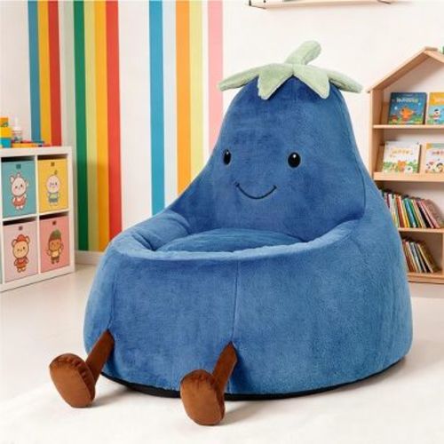 JIONJOY 2-in-1 Eggplant Kids Sofa – Detachable Cushion Turns Chair into Footstool, Foam Filled Toddler Couch with Washable Cover & Non-Slip Base