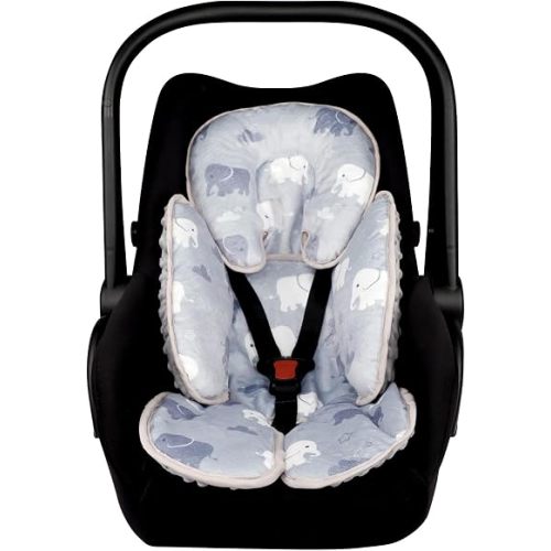 TANOFAR Infant Car Seat Head Support, Soft Baby Carseat Head & Body Support, Grey Elephant Baby Car Seat Insert Cushion for Newborn Boys