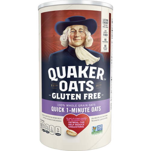 Quaker Quick 1-Minute Oats, Gluten Free, 18 oz Canister