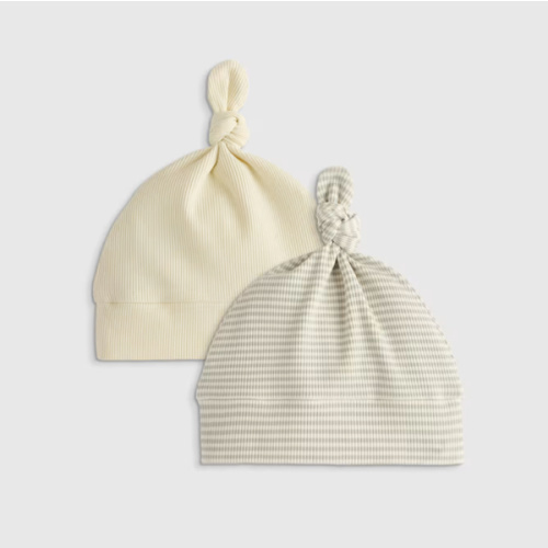 The Softest Rib Hat (2-Pack) in Ivory/Grey Stripe