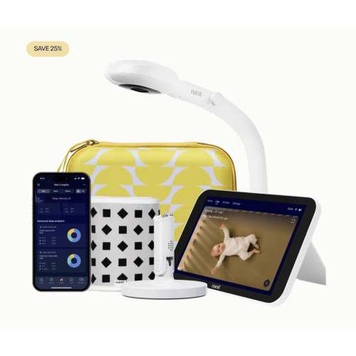 Nanit Smart Baby Monitor Best Sellers Bundle | Floor Stand | Camera + 8" Display | Case: Half Moon