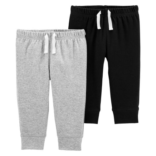 Baby 2-Pack Cotton Pants - 6M - Grey/Black
