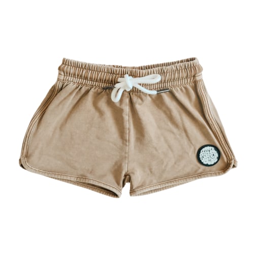 Brown Acid Wash Cotton Lounge Shorts