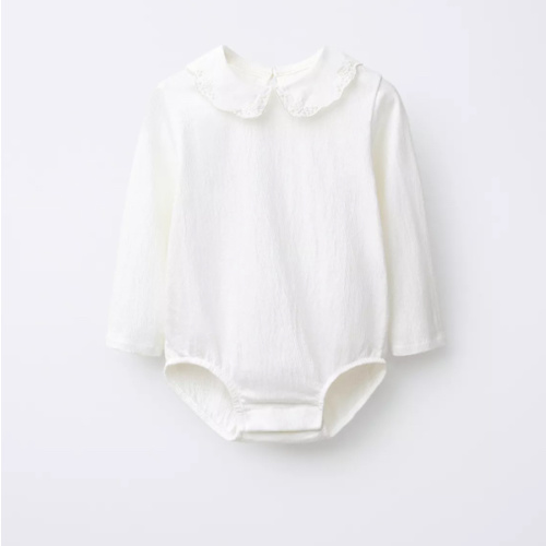 SWISS EMBROIDERED PETER PAN COLLAR BODYSUIT - Oyster-white | ZARA United States