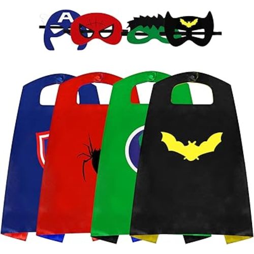 InPoTo Superhero Capes for Kids,Hero Capes and Masks Fit for 4-12years old boy and girls Dress up and Holiday Costumes.