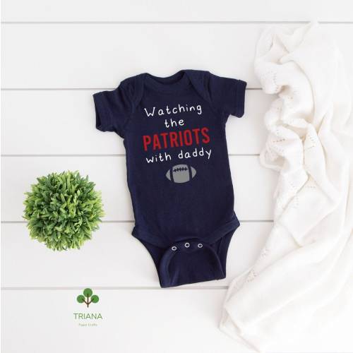 Watching the Game with Daddy Navy Blue Unisex Football Game Day Onesie® or Toddler T-Shirt, Sports Fan Gender Reveal Gift Idea