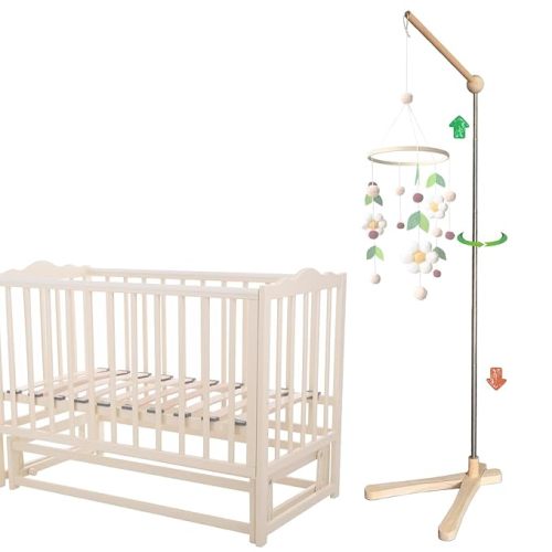 Crib Mobile Wooden Arm, Standing Hanger Suitable for All Cribs 100% Natural Larch Hanger Nusery Decor Baby Room Safe Holder(Mobile is not Included)